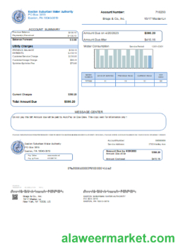 Easton Suburban Water Authority utility business bill, SCR